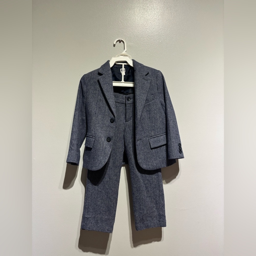 Janie and Jack Boys Gray Herringbone Suit Set